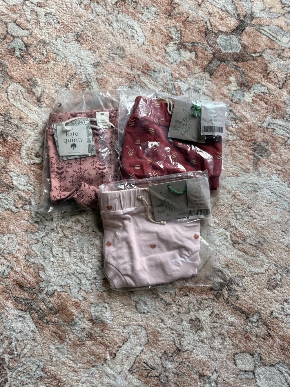 kate quinn Girls Cotton Leggings Trio in Light Pink, Dusty Rose, and Mauve